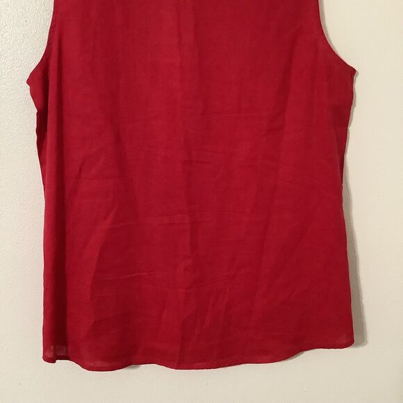 Dana Buchman Red Western Linen Blend Cowboy Prairie Sleeveless Button Up Shirt L - Picture 6 of 8
